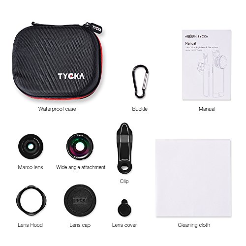 Tycka Portable Phone Camera Lens kit, 110° 0.6X Wide Angle Lens, 15X Marco Lens, Portable case and Microfiber Cleaning Cloth for iPhone Samsung Sony and More - Thumbnail 6