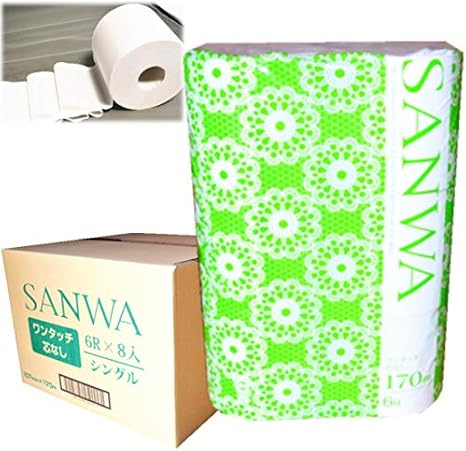 Amazon Co Jp 芯なしトイレットペーパーsanwa シングル170m6個入 8袋 48個 ホーム キッチン