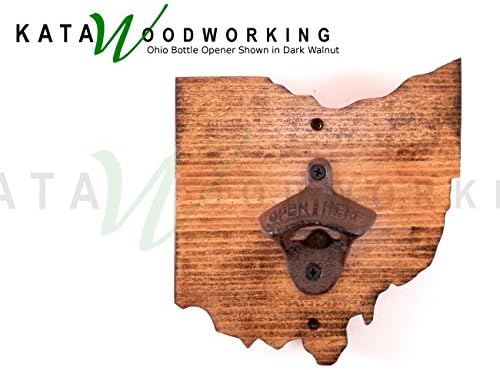 Ohio State Shaped Wood Cut-out Bottle Opener for Wall - Wall Mount Beer Bottle Opener - - Handmade