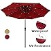 Abba Patio 9' Round Aluminum Solar Powered 24 LED Light Patio Umbrella with Tilt and Crank, Dark Red