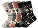 Jiye Womens Merino Ragg Wool Crew Cubs Socks 5-Pack