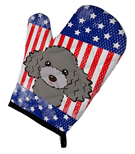 Caroline's Treasures BB2189OVMT American Flag and Silver Gray Poodle Oven Mitt, 12" by 8.5", Multicolor
