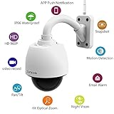Sumpple 1.3M Wireless PTZ Outdoor Surveilance Video Camera 4X Optical Zoom Motion Sensor Activated with 32G SD Card Waterproof Night Vision Up to 98ft, Email Alarm, View Video on iOS, Android or PC