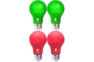 BLUEX BULBS 4 Pack LED Red and Green Light Bulbs - 120V E26 Base 9 Watt (60-watt Replacement) - Red and Green Bulbs for Party Decoration, Porch, Home Lighting, Christmas 4 Pack