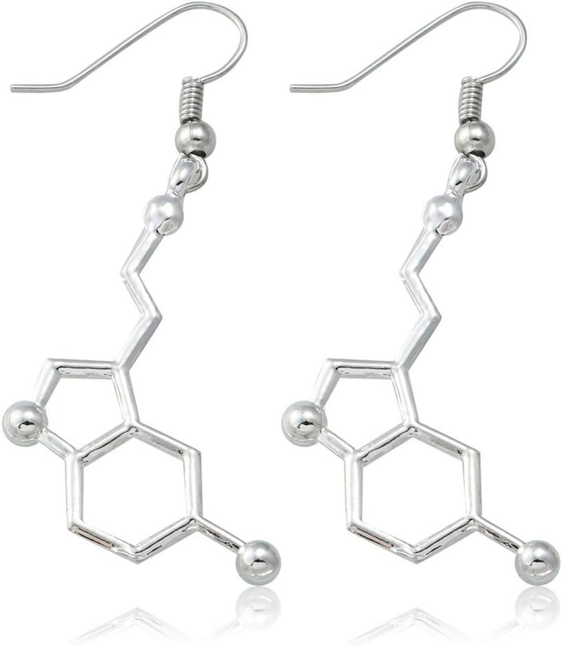 Cool Science Chemistry Molecule Earrings Alloy,Silver Tone
