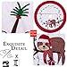 Valery Madelyn 48 inch Joyful Red Green White Velvet Christmas Tree Skirt Decorations with Textured Sloth and Knit Trim, Theme with Christmas Tree Decor (Not Included)
