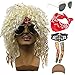 70s 80s 90s Men's Disco Halloween Rock Star Heavy Metal Wig Set Packet of 6 (Set-4)
