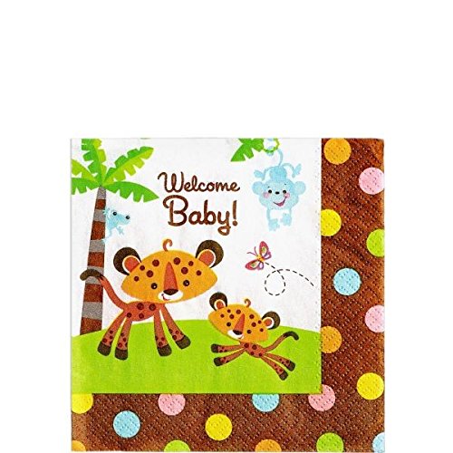 Amscan Safari Welcome baby Beverage Napkins 16ct | Baby Shower