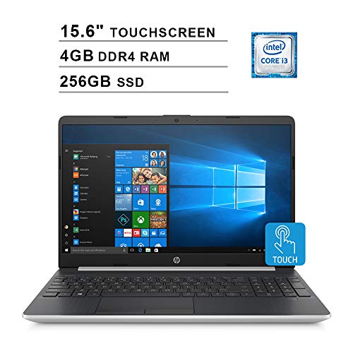2019 HP Flagship 15 15.6 Inch Touchscreen Laptop (Intel Dual Core i3-8145U up to 3.9 GHz, 4GB RAM, 256GB SSD, Intel UHD 620, WiFi, Bluetooth, HDMI, Windows 10) (Silver)