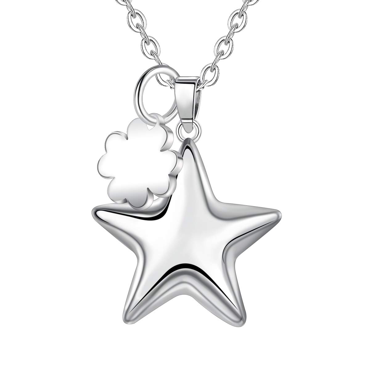 AEONSLOVE Star Bola Pregnancy Necklace Long Lucky Clover Pendant Chime Bell Ball Music Necklace Original Gift Jewellery for Women Baby Pregnancy Pregnant