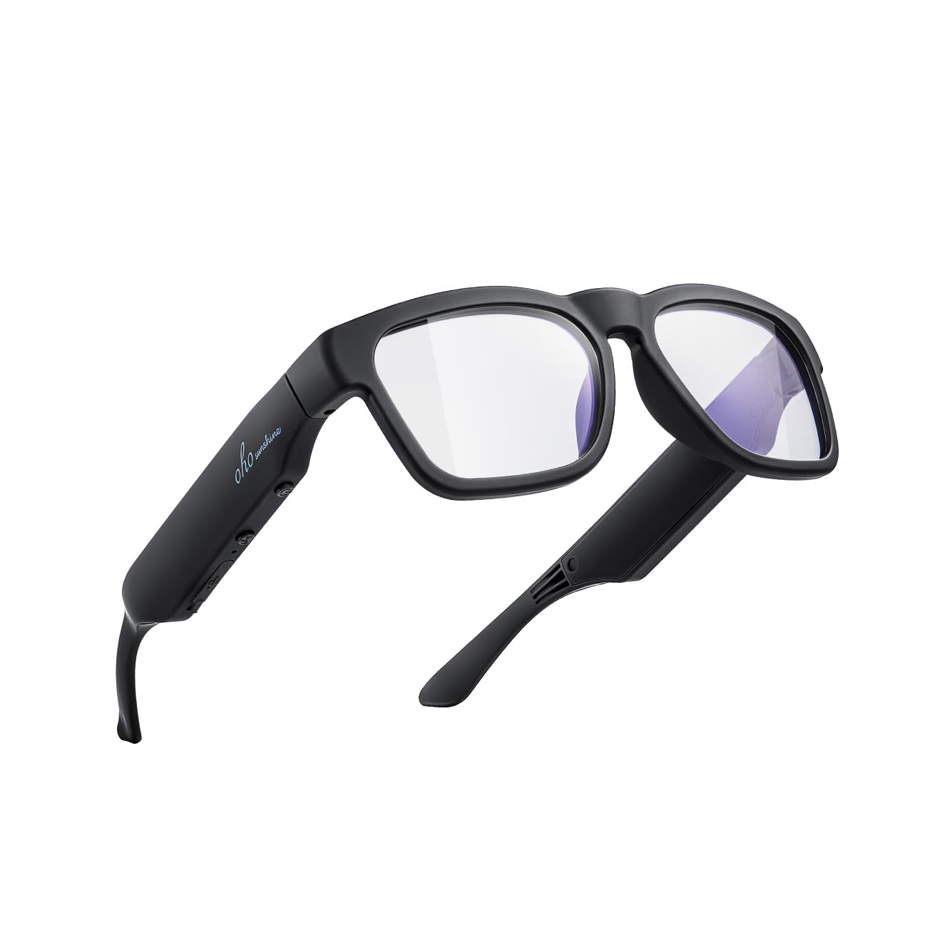 [OhO sunshine] Smart Glasses 128G MP3 Bluetooth Sunglasses with Open Ear Speaker Headphones for Indoor and Outdoor Sports Polarized UV Protection for Men Women 128GB Black - 128GB - Dimmable and Blue