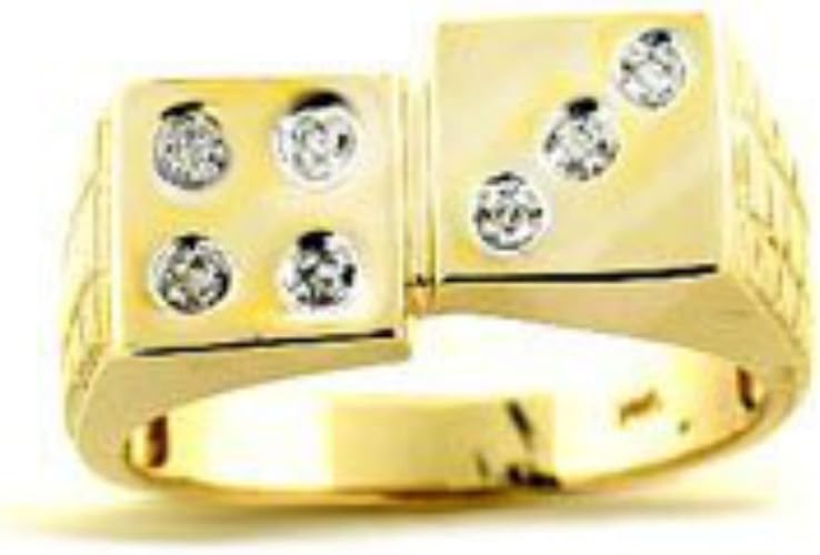 Amazon ダイヤモンドリングスターリングシルバーまたは黄色ゴールドメッキシルバーラッキー7 Diceリングcraps リング 通販