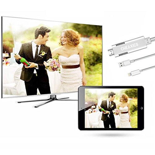 CHEAXICS Lightning Digital AV Adapter with Lightning Charging Port,Compatible iPhone, iPad, and iPod Touch Models for HD TV Monitor Projector 1080P (silver)