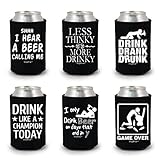Shop4Ever Funny Drunk Can Coolie Beer Drinkers Multipack Drink Coolers Coolies Black - 6 Pack