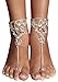 2 Pieces Women's Foot Chain Barefoot Sandals Beach Wedding Jewelry Anklet with Rhinestone Toe Ring
