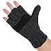 Korlon Winter Wool Knitted Convertible Fingerless Gloves with Mitten Cover Dark Gray One Size