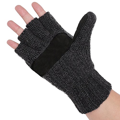 Winter Wool Knitted Fingerless Gloves Convertible Thinsulate Thermal