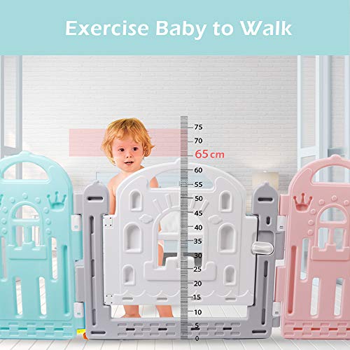 Baby Playpen, BAMMAX Baby Fence Baby Play Yards 14-Panel Kids Activity Centre Safety Playard Indoor Outdoor Portable Play Pen Play Area with Anti-Skid Silicone Sucker for Toddler 9 Months~3 Years Old - Thumbnail 4