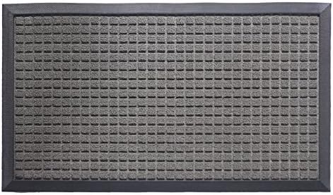 Doormat Shoe Scraper Easy Clean Soft Texture Raised Squares Design Grey