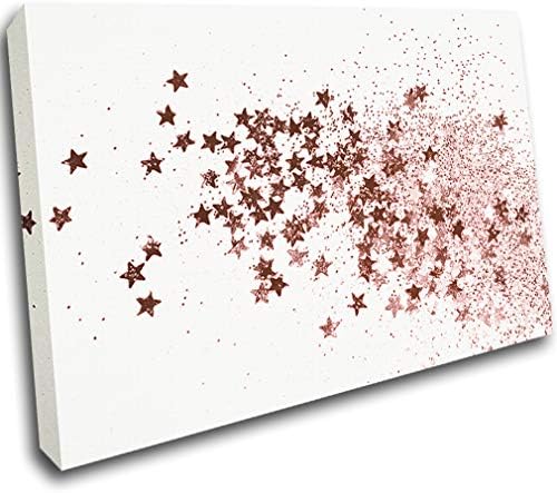LoveSticker Rose Gold Stars Pattern Copper Canvas Poster Wall Art Print Picture Framed CH135(16x24inch (40x60cm))
