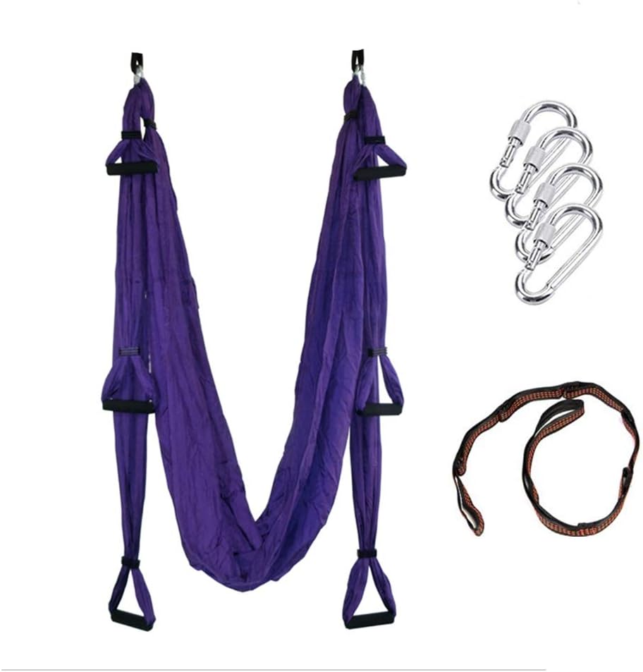Karriw Aerial Anti-Gravity Yoga Hammock Swing Fitness Inversion Pilates Yoga Trapeze/Yoga Swing/Sling/Inversion Tool (Violet) : Sports & Outdoors