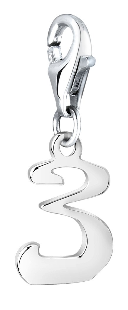 Nenalina Charm Number 3 Pendant, for All Brands of Charm Bracelets and Necklaces, Made of 925 Sterling Silver, 713258-000