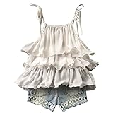 Fabal 2017 Girls Summer Clothes Kids Girls Chiffon Pearl Vest Shirt +Short Pants Outfits Clothes Set (2-3T, White)