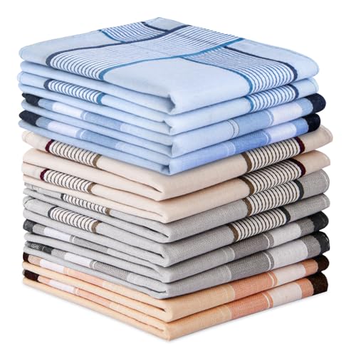 AOMIG Men's Handkerchiefs, 12 Pack Soft Gents Hankies Set, Mens Premium Handkerchiefs Assorted Pocket Square Hankies for Men and Women, Classic Hankie for Grooms, Weddings, Graduation Gifts at Amazon