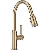 Lava Odoro Curtura Champagne Gold Kitchen Faucet with Pull Down Sprayer, Single Handle Kitchen Sink Faucet with 3-Function Magnetic Sprayer for Sink 1 or 3 Hole, 1.8 GPM, KF421-CB-M