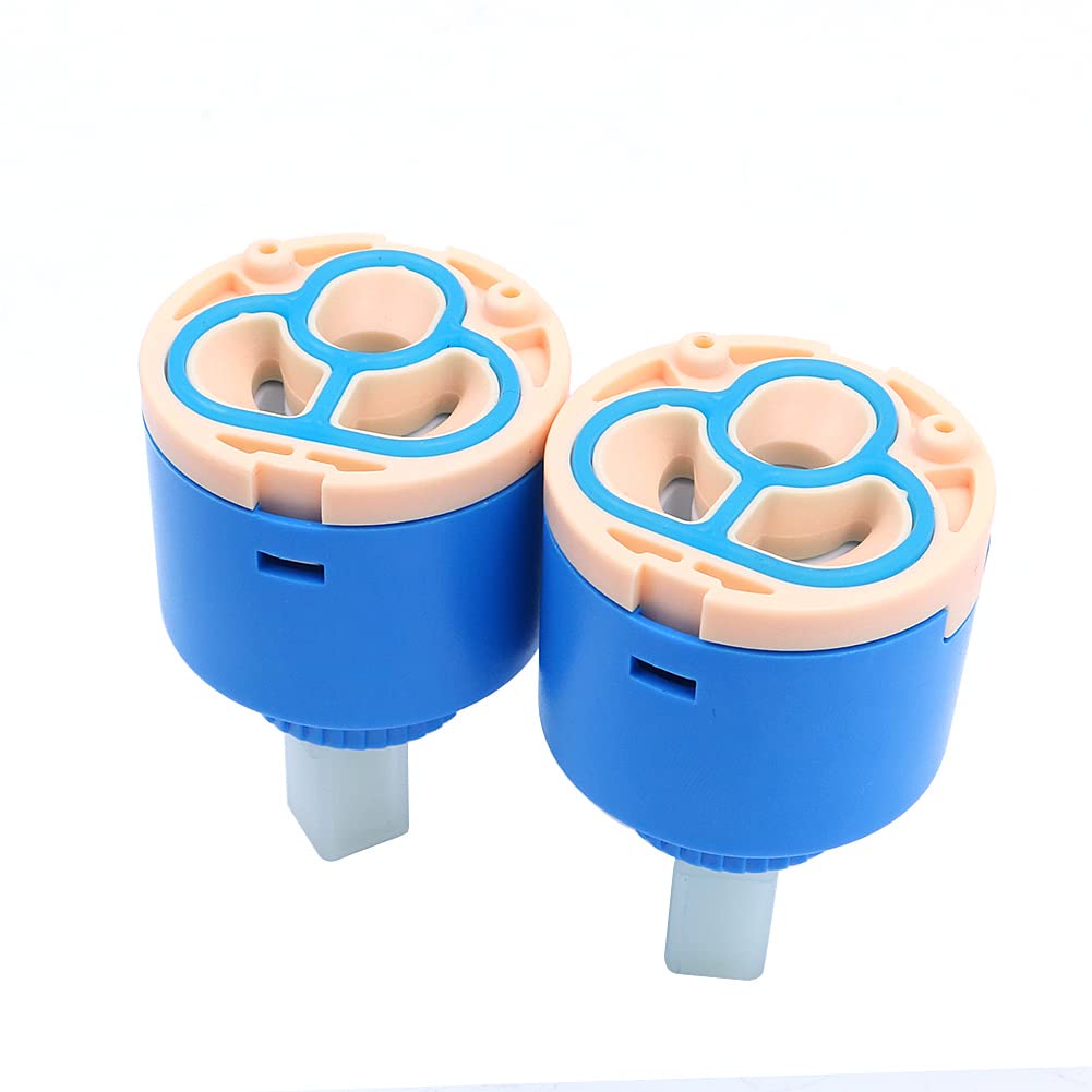 Tiardey 2Pcs Replacement Faucet Cartridge, Ceramic Disc Cartridge Faucet Water Mixer Tap Inner Control Kitchen Waterfall Faucet Valve-40mm