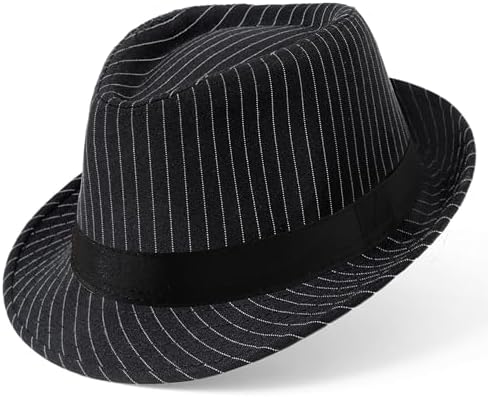 Unisex Classic Houndstooth Fedora Hat, Black & White at  display picture 1