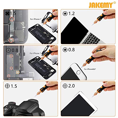 Jakemy Screwdriver Set, All in 1 with 50 Magnetic Precision Driver Bits, Repair Tool kit with Pocket Tool Bag for iPhone, Computer, Macbook, Cell Phone, PC, Laptop, Tablet, Game Console (107-IN-1)