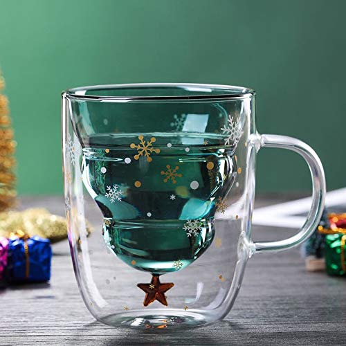 Primst Glas Doppelwandig,Weihnachtsbaum Kaffeetasse,Teegläser mit Henkel (A) – Bild 3