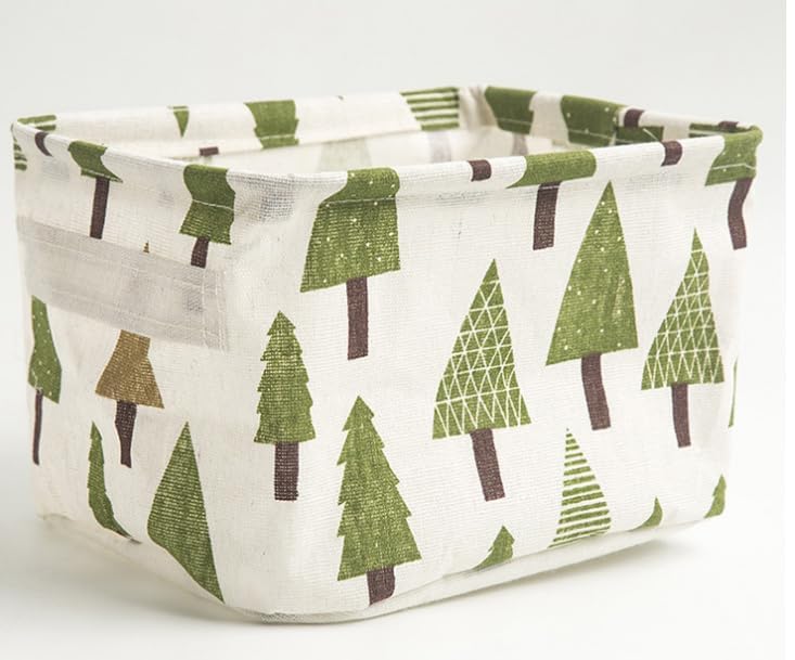 Photo 1 of Storage Bins Basket, Home Decor Fabric Storage Bins Basket with Triangle Tree Style for Home, Cotton Blend Collapsible Box Organizers Baskets with Handles, Container for Shelves
