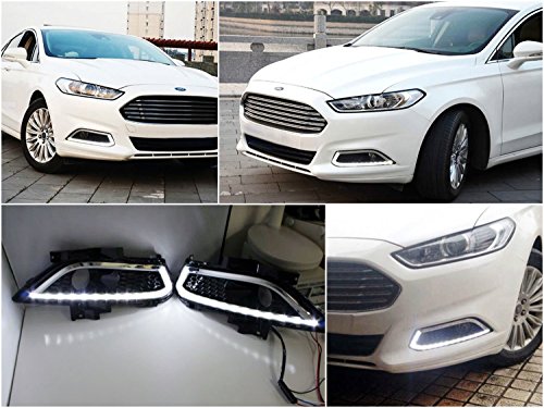 iJDMTOY LED DRL/Halogen Fog Light Kit For Ford 2013-2016 Fusion