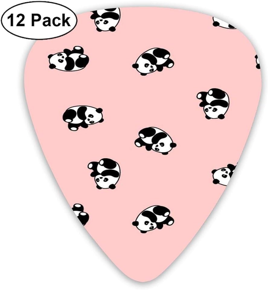 JINYOUR Panda in Pink Pattern Unique Guitar Picks 12 Pack Plectrums for Musical Gift