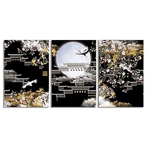 Canvas Wall Art Abstract Beautiful Sky Fantasy Painting Artwork for Home Prints Framed - 16"x24" x 3 Panels