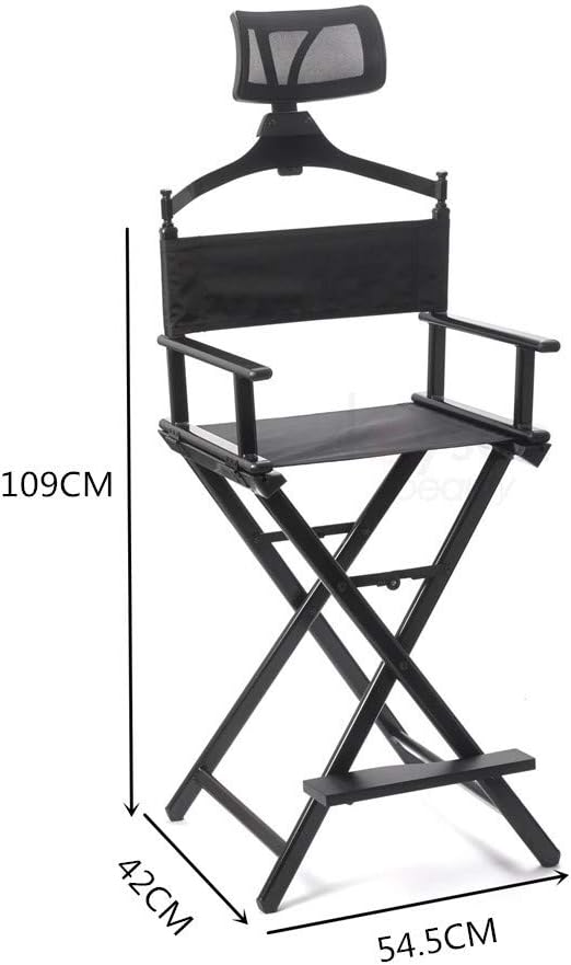 Folding Makeup Artist Chair Directors Chair, Portable Chair, Foldable Aluminum Makeup Chair with Head Rest(Color:Black): Home & Kitchen