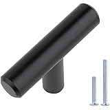 Amazon Basics T-Bar Cabinet Knob, 1/2-Inch Diameter, 2-Inch Length (3-Inch Hole Center), Flat Black, 10-pack