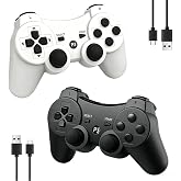 MOVONE wireless Controller for ps3 Rechargeable Game Wireless Controller 2Pack with2 Charging Cables, Compatible with Playstation3