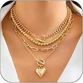 IQPDYV Layered Choker Necklace for Women Heart Pendant Stack Layered Cuban Paperclip Snake Chain Necklaces Trendy Retro Coin Dainty Pendant Gothic Black Necklaces Toggle Clasp Necklace for 4Pcs