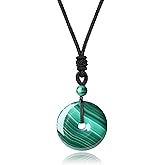 AmorWing Adjustable Round Donut Malachite Pendant Grounding Stone Protection Necklace