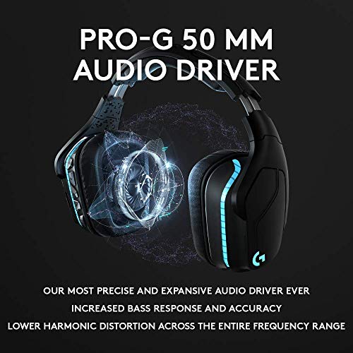 Logitech G935 Wireless DTS:X 7.1 Surround Sound LIGHTSYNC RGB PC Gaming Headset - Black, blue (Renewed)