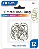 BAZIC Metal Book Rings, 1 Inch, Silver for School, Home, or Office (12 Per Pack)