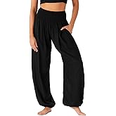 Lotus and Luna Women's Harem Pants Thai Pants for Beach & Lounge High Waisted Flowy Boho Pants Genie Pants Yoga Pants