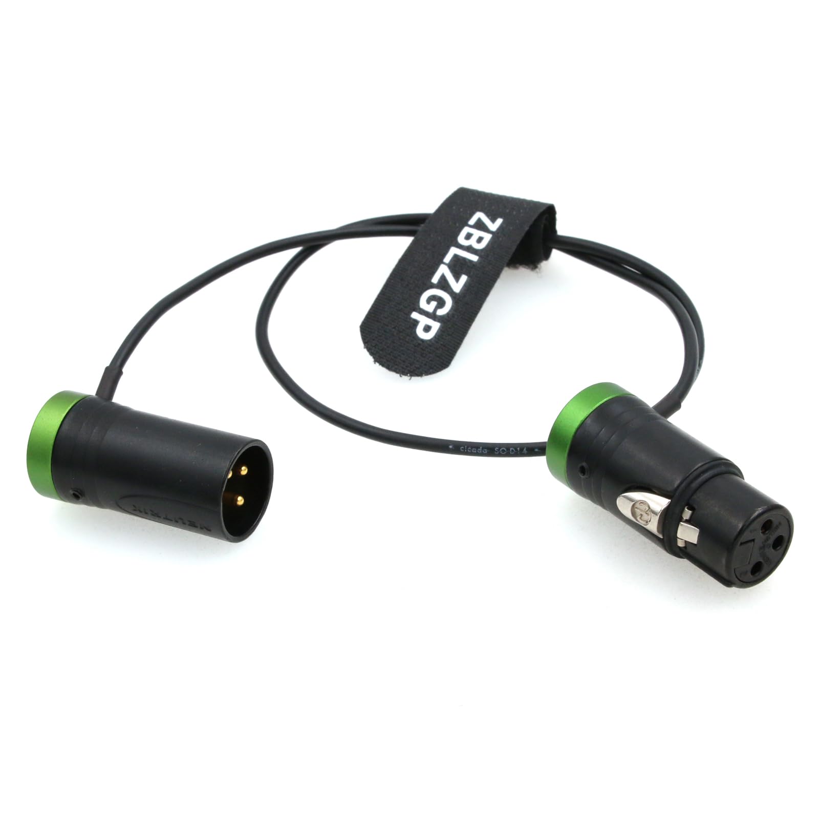 ZBLZGP Low-Profile XLR NEUTRIK 3pin XLR Male to 3pin XLR Female Audio Line Cable for Sound Devices 664 688 Microphone Adapter (Green)