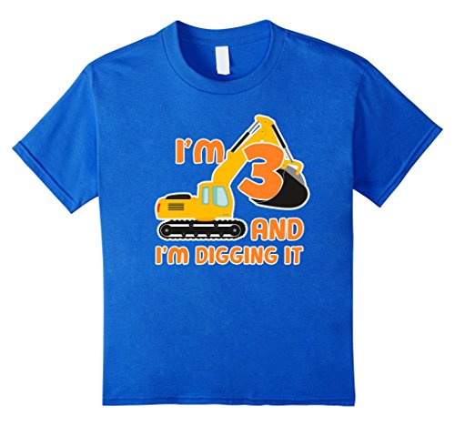 Kids Cute 3th Birthday Boy Digger Builder Shirt 3 Year Old Kids