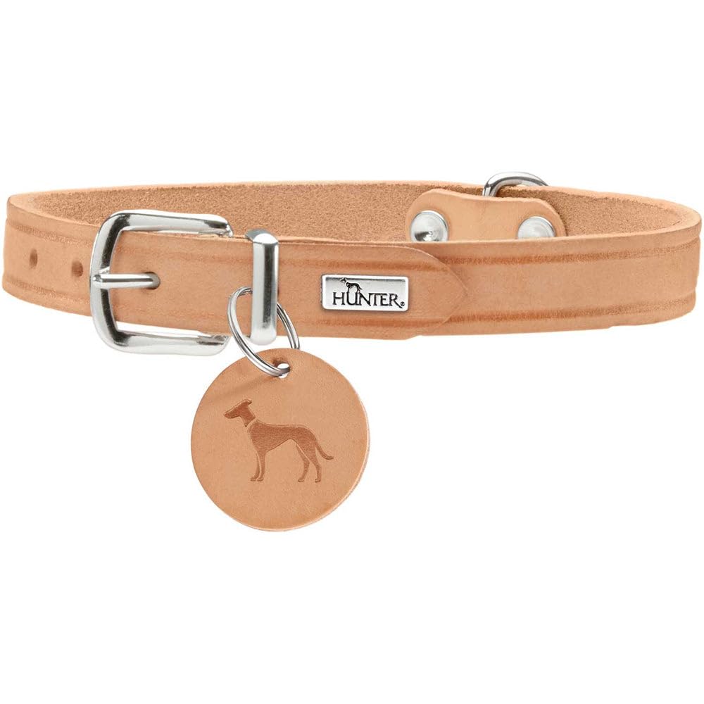 HUNTER Collar Aalborg, 42 Soft genuine cow leather, tan