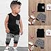 Dinlong Infant Baby Boys Summer Casual Clothes Set Plaid Pocket Vest Tops +Shorts (12~18 Month, Black)