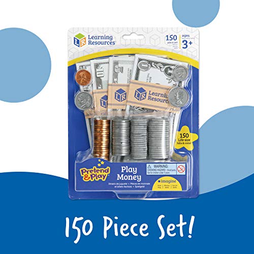 Learning Resources Pretend Play Money 150 Pieces, Ages 3+ Play Money